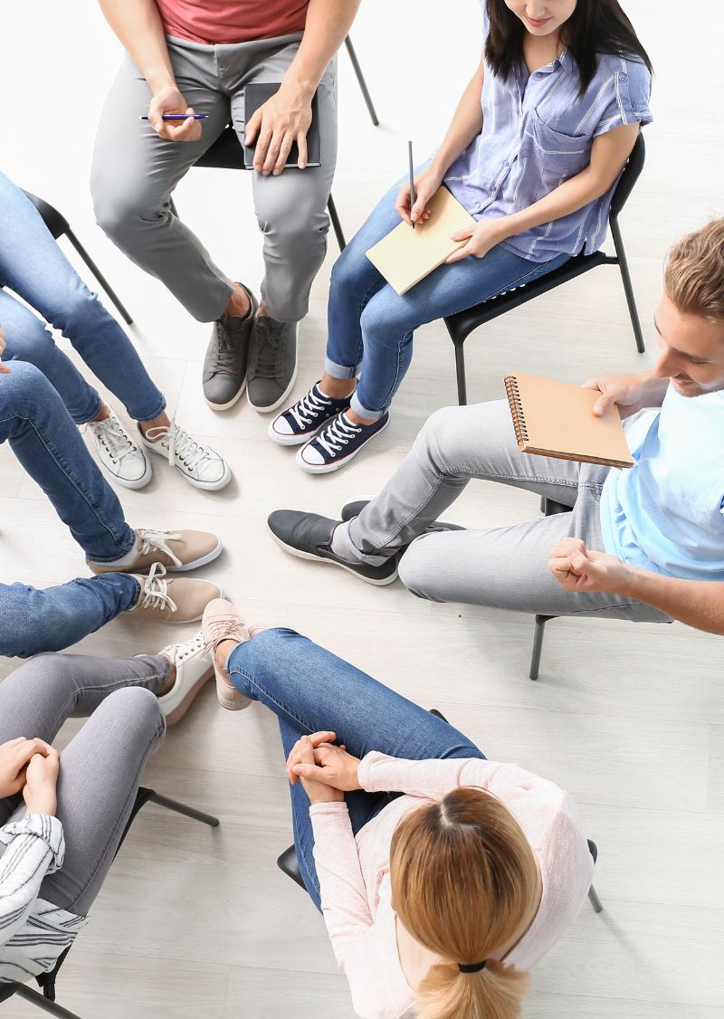 patients sitting in group at valor behavioral health in atlanta discussing is self-harm an addiction?