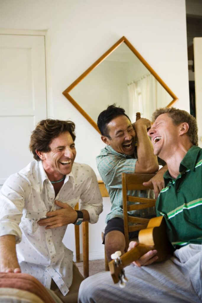 men having fun together at a sober living home in Atlanta