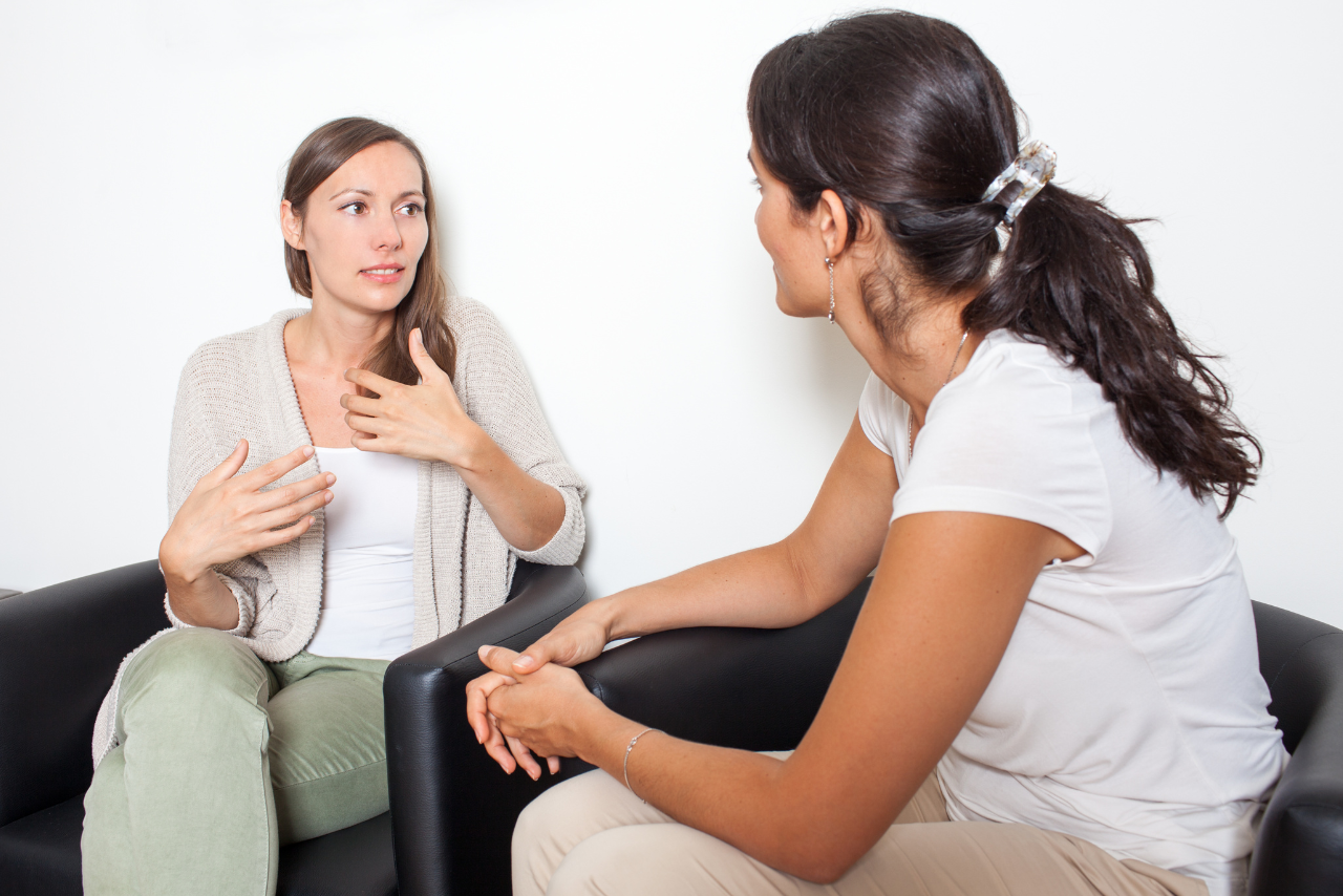 patient speaking with her therapist about United Healthcare Mental Health Coverage